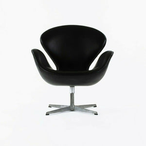 1960s Arne Jacobsen Swan Chair by Fritz Hansen of Denmark in Black Leather