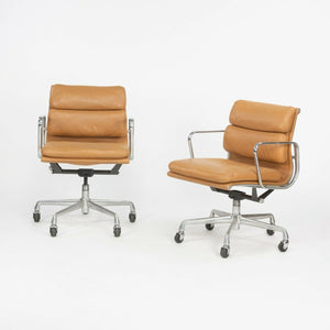 SOLD 1987 Herman Miller Eames Aluminum Group Soft Pad Desk Chairs in Tan Leather 16x Available