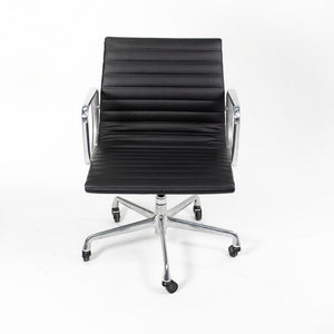 2010s Eames Aluminum Group Management Desk Chair by Charles and Ray Eames for Herman Miller in Black Leather