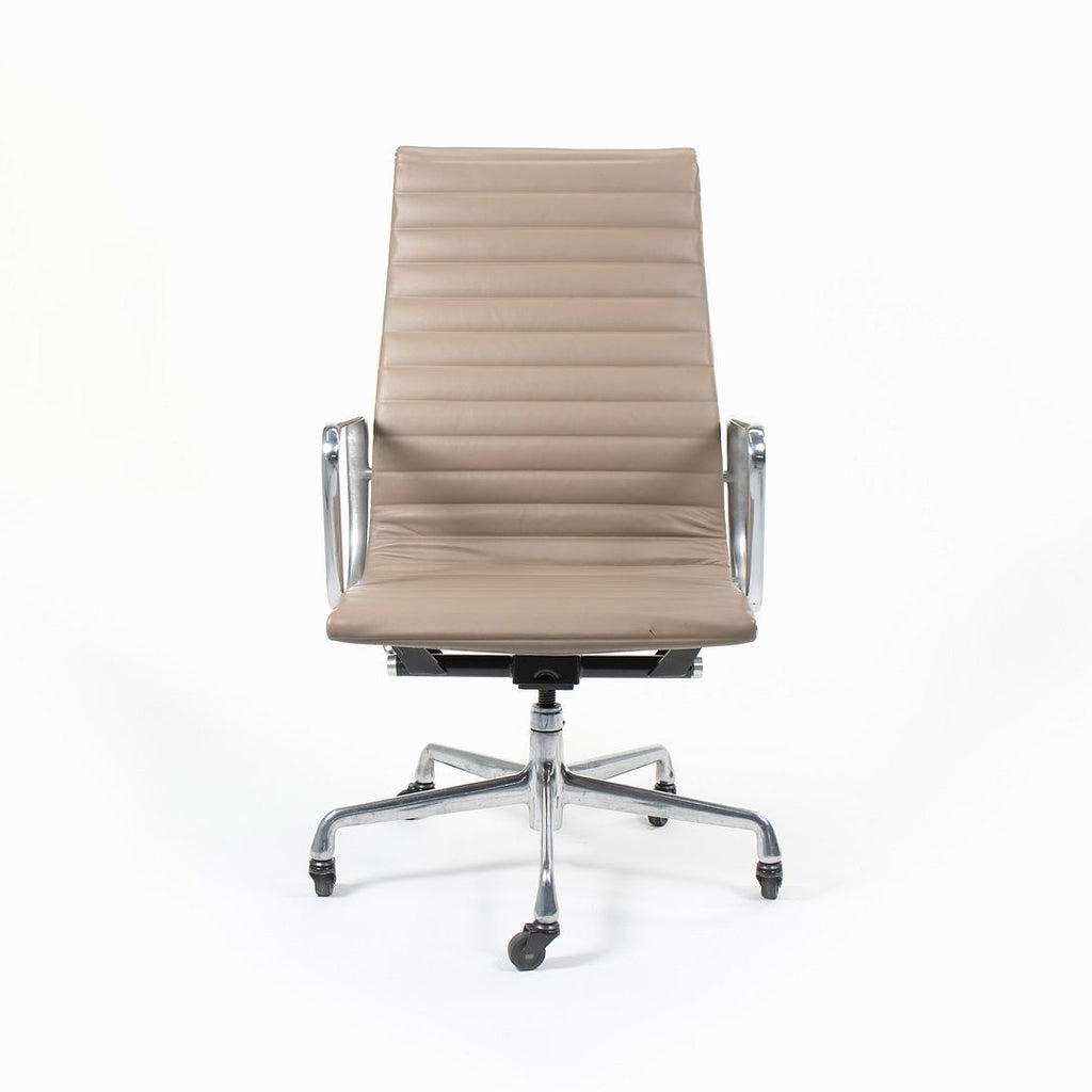 SOLD 2010s Eames Aluminum Group Executive Chair by Charles and Ray Eames for Herman Miller in Beige Leather