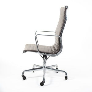 SOLD 2010s Herman Miller Eames Aluminum Group Executive High Back Desk Chair by Charles and Ray Eames for Herman Miller in Brown Leather