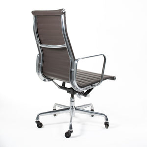 SOLD 2010s Herman Miller Eames Aluminum Group Executive High Back Desk Chair by Charles and Ray Eames for Herman Miller in Brown Leather