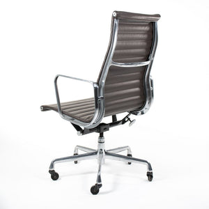 SOLD 2010s Herman Miller Eames Aluminum Group Executive High Back Desk Chair by Charles and Ray Eames for Herman Miller in Brown Leather