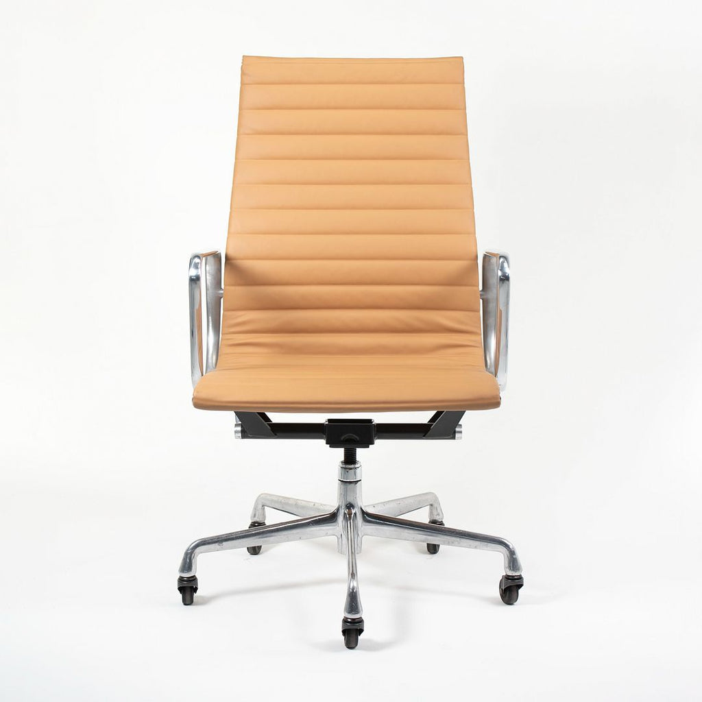 SOLD 2010s Eames Aluminum Group Executive Chair by Charles and Ray Eames for Herman Miller in Tan Leather