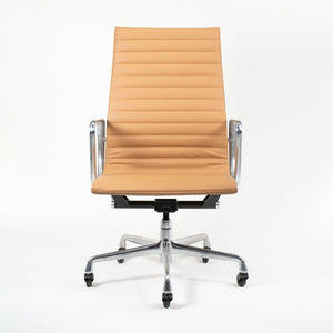 SOLD 2010s Eames Aluminum Group Executive Chair by Charles and Ray Eames for Herman Miller in Tan Leather