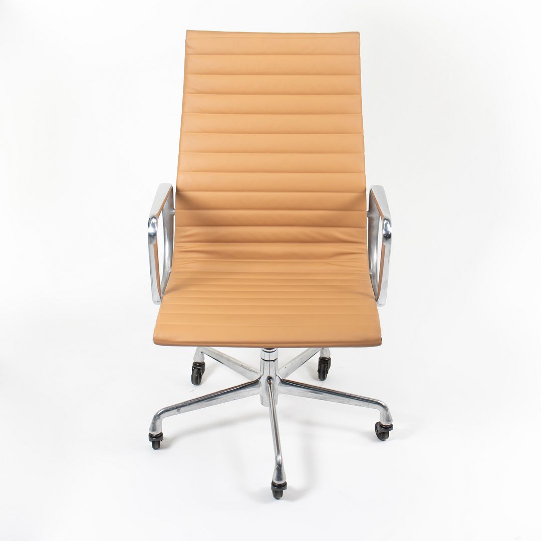 SOLD 2010s Eames Aluminum Group Executive Chair by Charles and Ray Eames for Herman Miller in Tan Leather