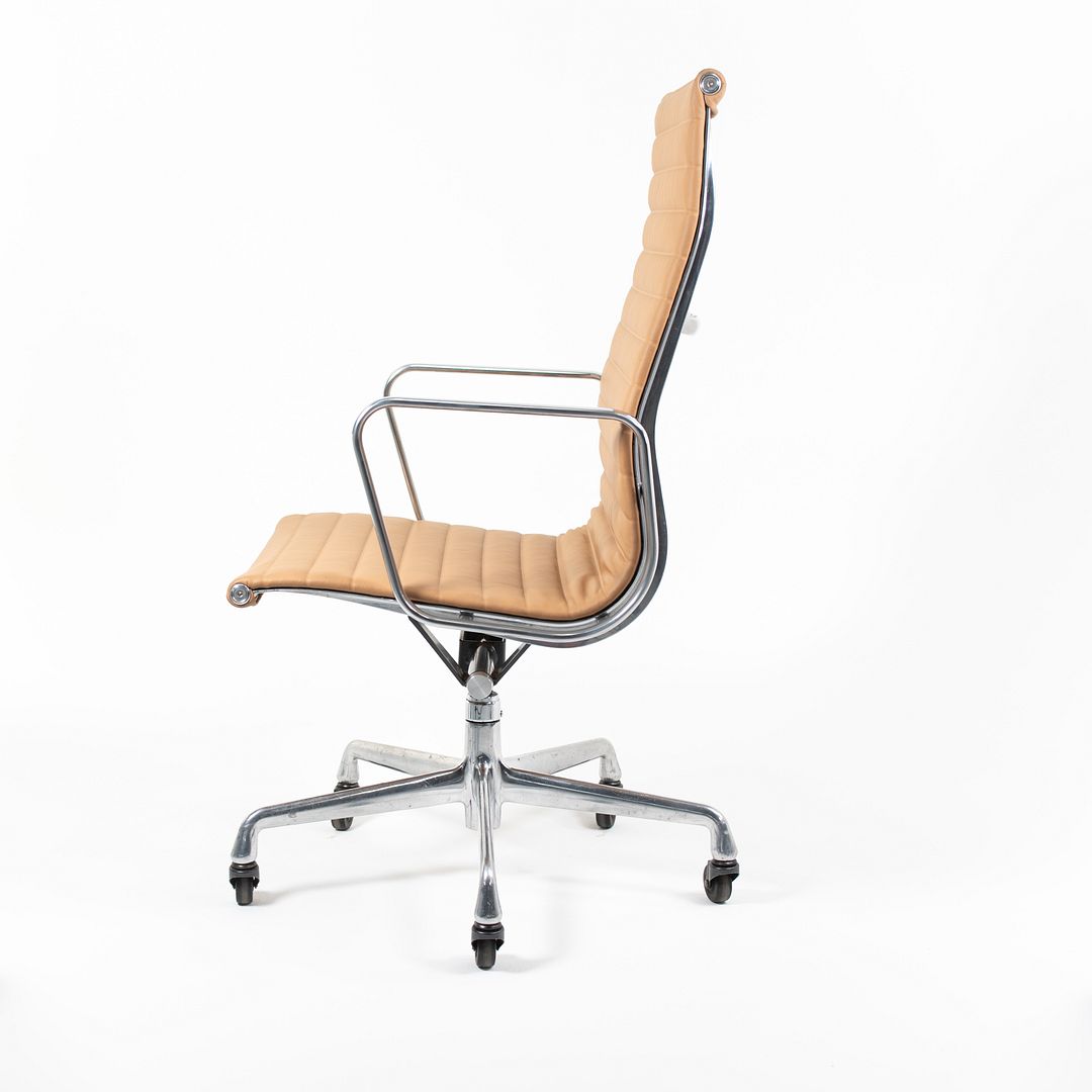 SOLD 2010s Eames Aluminum Group Executive Chair by Charles and Ray Eames for Herman Miller in Tan Leather