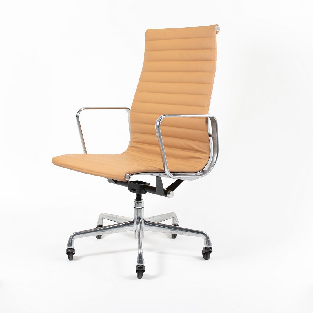 SOLD 2010s Eames Aluminum Group Executive Chair by Charles and Ray Eames for Herman Miller in Tan Leather