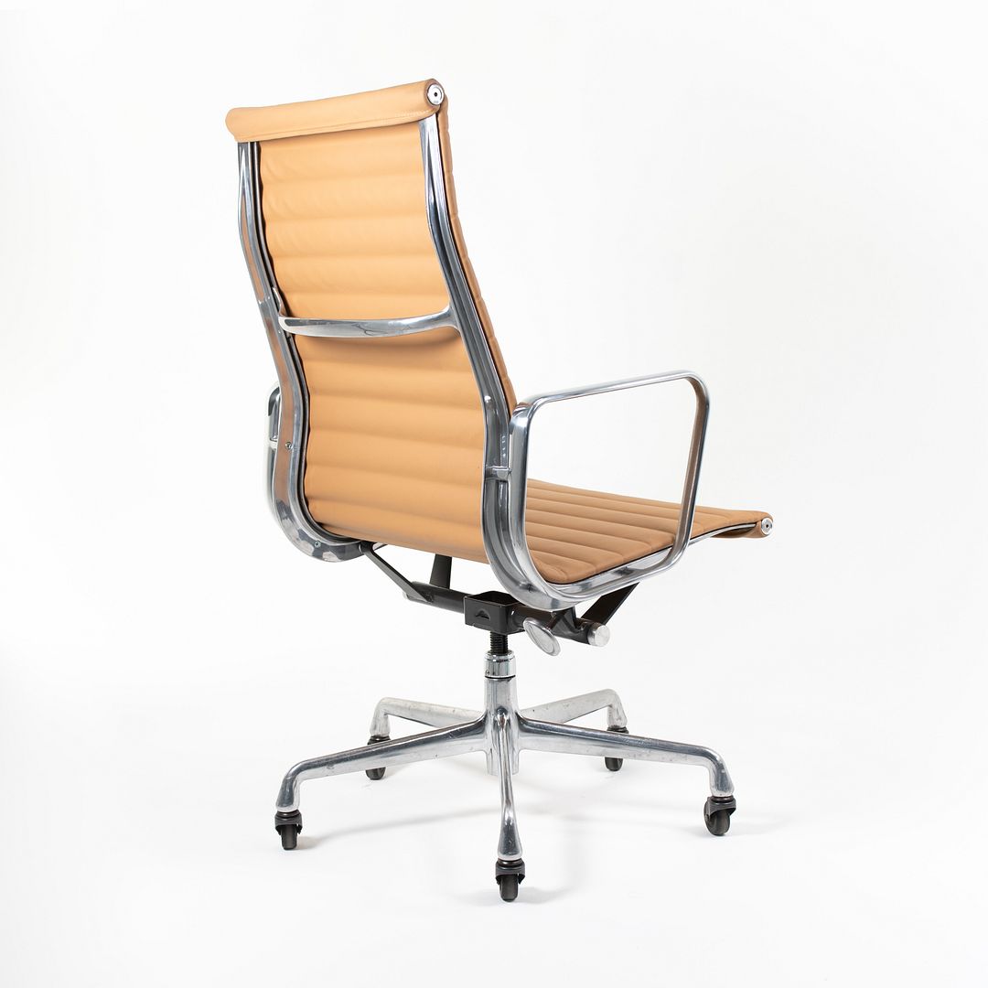 SOLD 2010s Eames Aluminum Group Executive Chair by Charles and Ray Eames for Herman Miller in Tan Leather