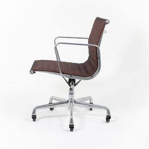 2010s Eames Aluminum Group Management Chair by Charles and Ray Eames for Herman Miller in Brown Fabric