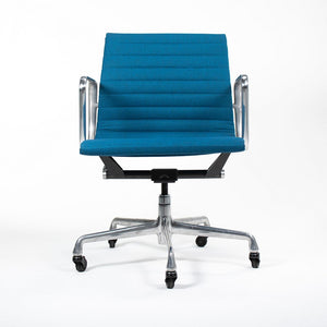 SOLD 2010s Eames Aluminum Group Management Chair by Charles and Ray Eames for Herman Miller in Blue Fabric