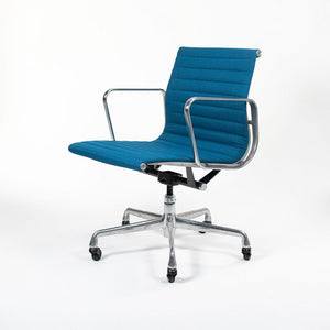 SOLD 2010s Eames Aluminum Group Management Chair by Charles and Ray Eames for Herman Miller in Blue Fabric