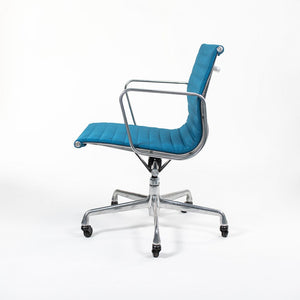 SOLD 2010s Eames Aluminum Group Management Chair by Charles and Ray Eames for Herman Miller in Blue Fabric