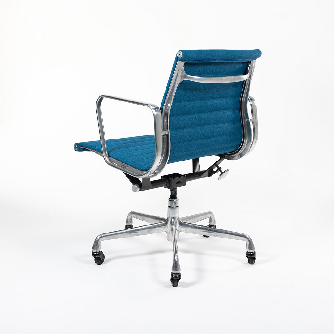 SOLD 2010s Eames Aluminum Group Management Chair by Charles and Ray Eames for Herman Miller in Blue Fabric