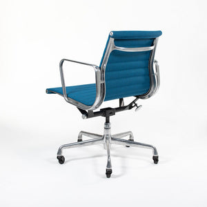 SOLD 2010s Eames Aluminum Group Management Chair by Charles and Ray Eames for Herman Miller in Blue Fabric