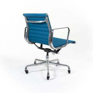 SOLD 2010s Eames Aluminum Group Management Chair by Charles and Ray Eames for Herman Miller in Blue Fabric