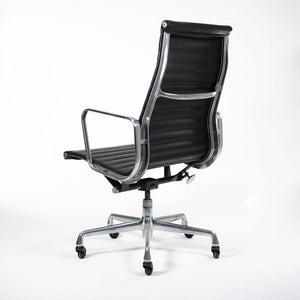 SOLD 2010s Aluminum Group Executive Chair by Charles and Ray Eames for Herman Miller in Black Leather