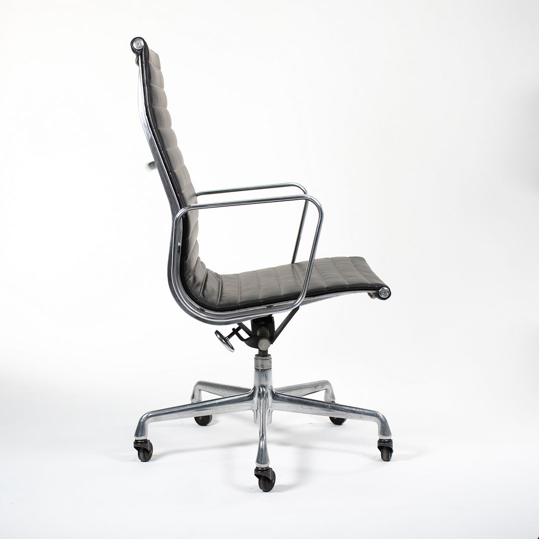 SOLD 2010s Aluminum Group Executive Chair by Charles and Ray Eames for Herman Miller in Black Leather