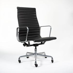 SOLD 2010s Aluminum Group Executive Chair by Charles and Ray Eames for Herman Miller in Black Leather