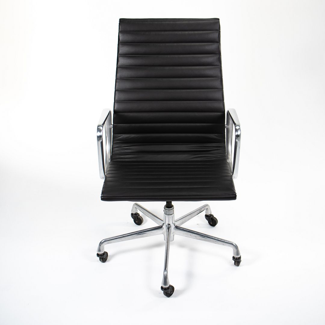 SOLD 2010s Aluminum Group Executive Chair by Charles and Ray Eames for Herman Miller in Black Leather