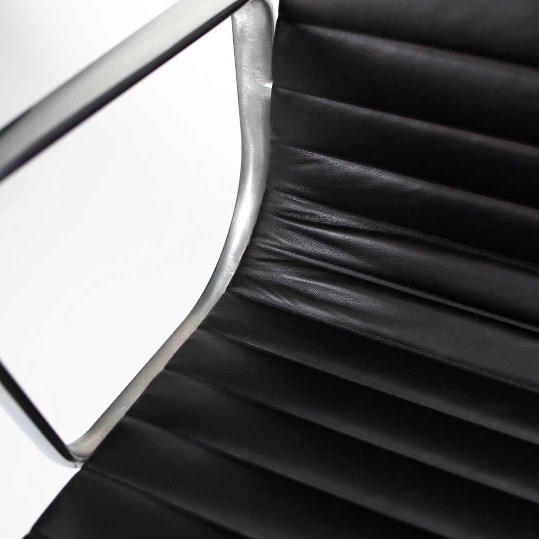 SOLD 2010s Aluminum Group Executive Chair by Charles and Ray Eames for Herman Miller in Black Leather