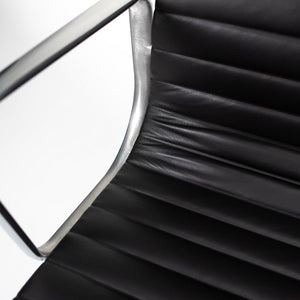 SOLD 2010s Aluminum Group Executive Chair by Charles and Ray Eames for Herman Miller in Black Leather