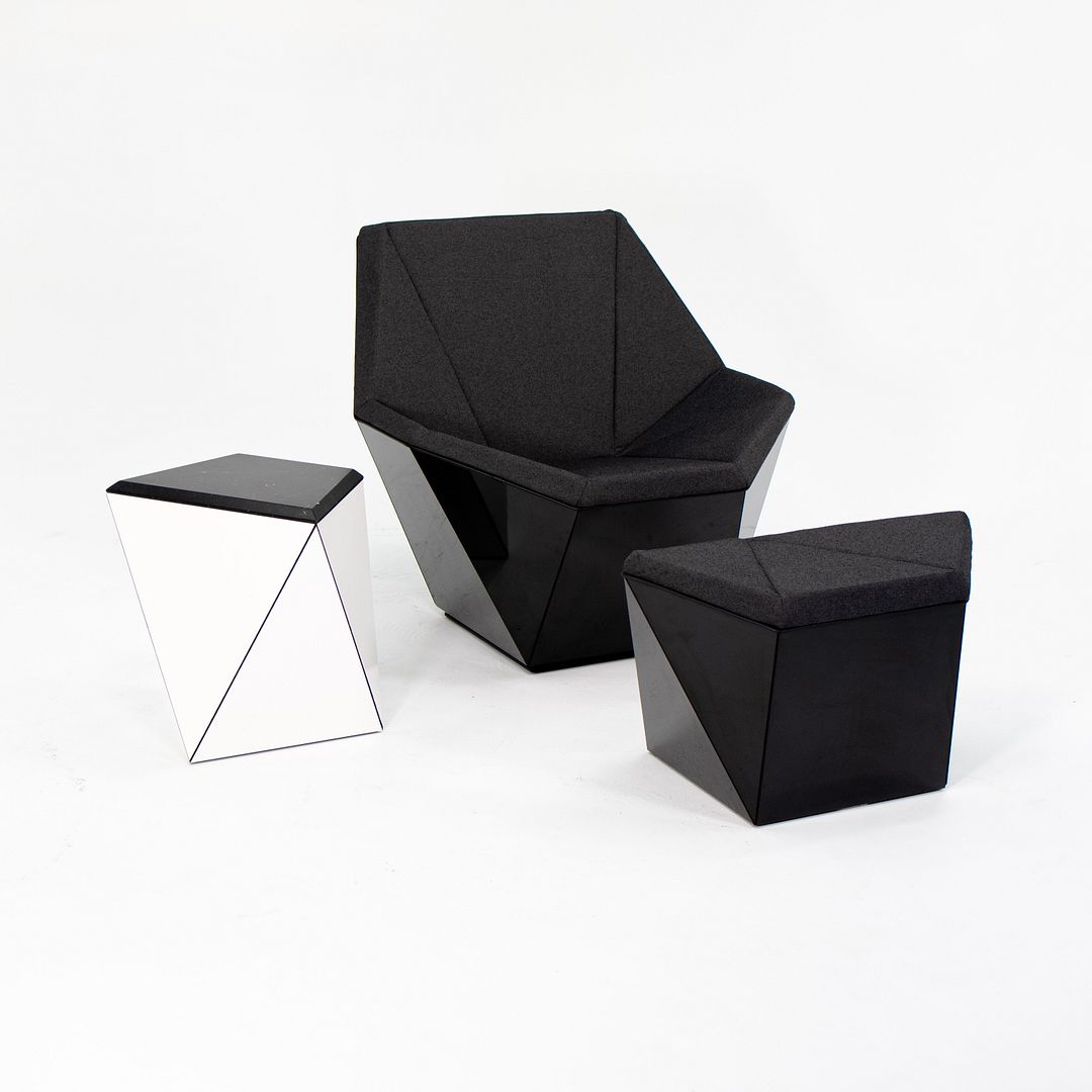 2021 WL25 Washington Prism Side Table by David Adjaye for Knoll in White with Black Marble Top