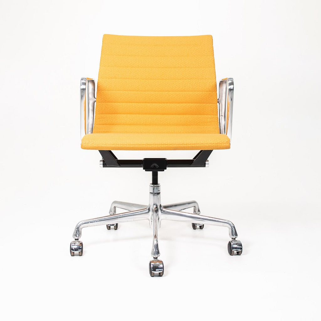 2015 Eames Aluminum Group Management Chair by Charles and Ray Eames for Herman Miller in Yellow Coil Fabric