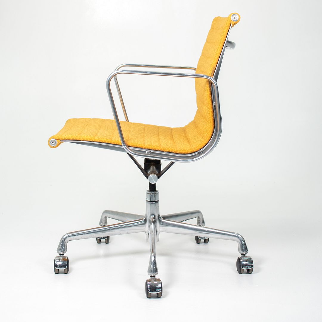 2015 Eames Aluminum Group Management Chair by Charles and Ray Eames for Herman Miller in Yellow Coil Fabric