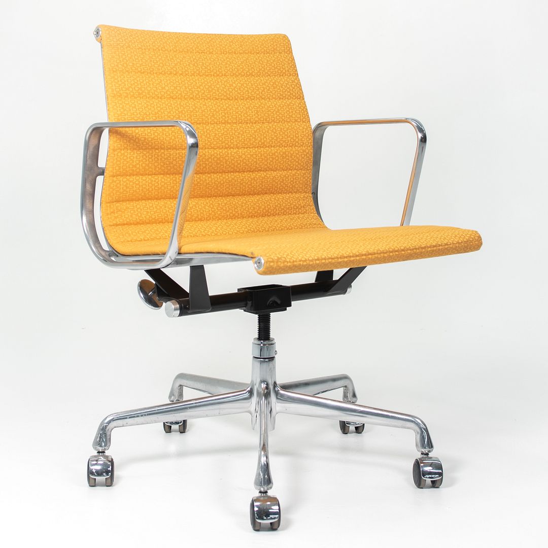 2015 Eames Aluminum Group Management Chair by Charles and Ray Eames for Herman Miller in Yellow Coil Fabric