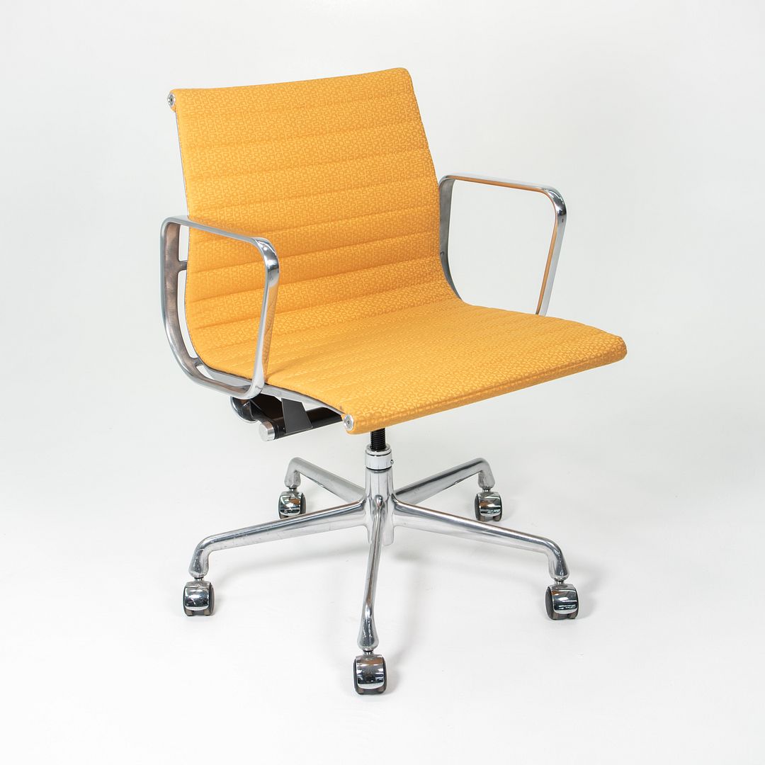 2015 Eames Aluminum Group Management Chair by Charles and Ray Eames for Herman Miller in Yellow Coil Fabric