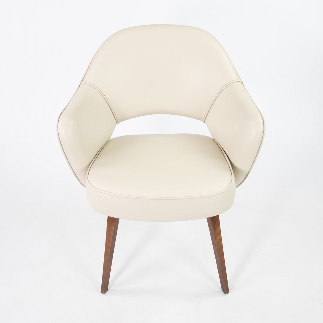 2021 No. 71 ULB Armchair by Eero Saarinen for Knoll in Off White Leather with Wooden Legs