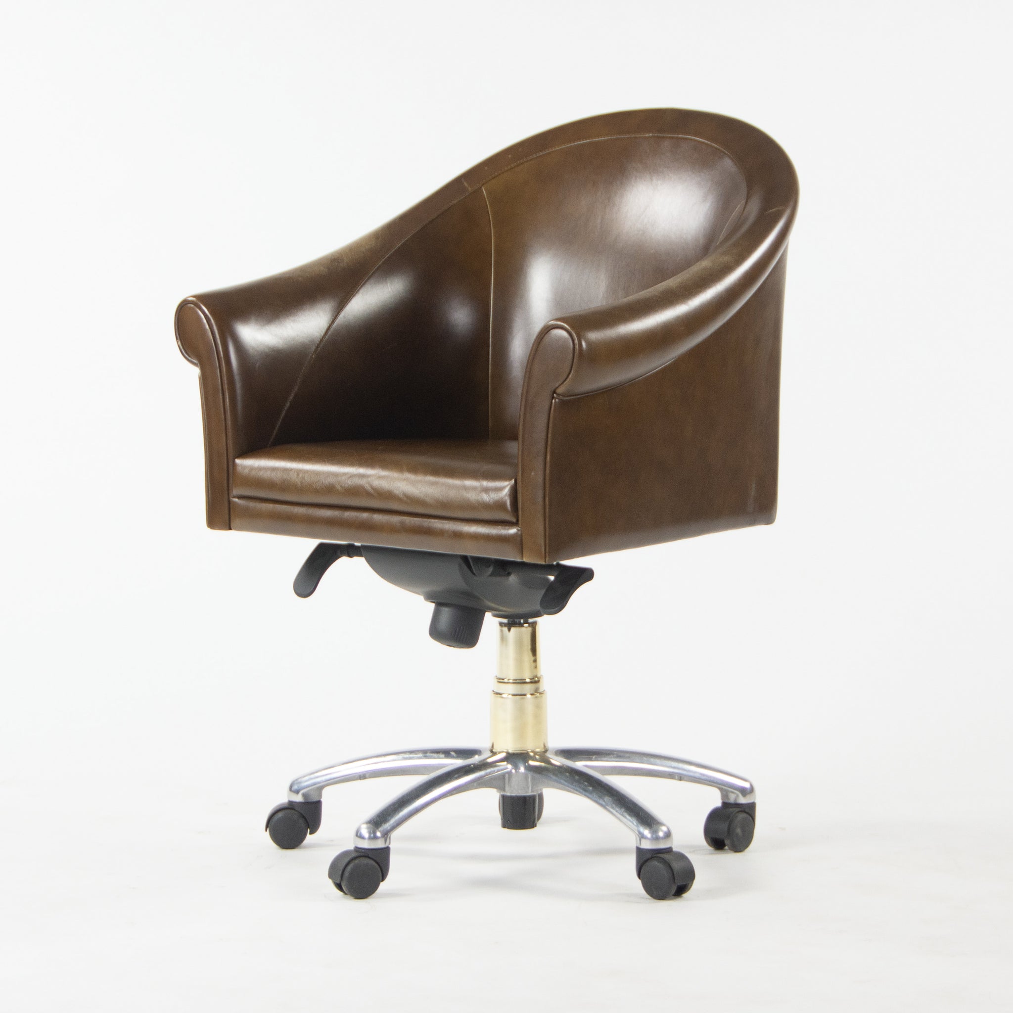 Poltrona Frau Brown Leather Luca Scacchetti Sinan Office Desk Chair Multiples Available