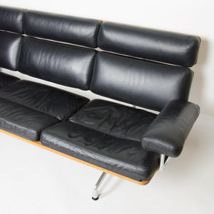 SOLD Eames Herman Miller Three Seater Sofa Teak and Black Leather 1 of 2