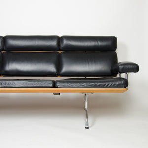 SOLD Eames Herman Miller Three Seater Sofa Teak and Black Leather 1 of 2