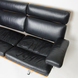 SOLD Eames Herman Miller Three Seater Sofa Teak and Black Leather 1 of 2