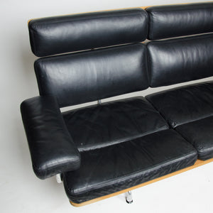 SOLD Eames Herman Miller Three Seater Sofa Teak and Black Leather 1 of 2