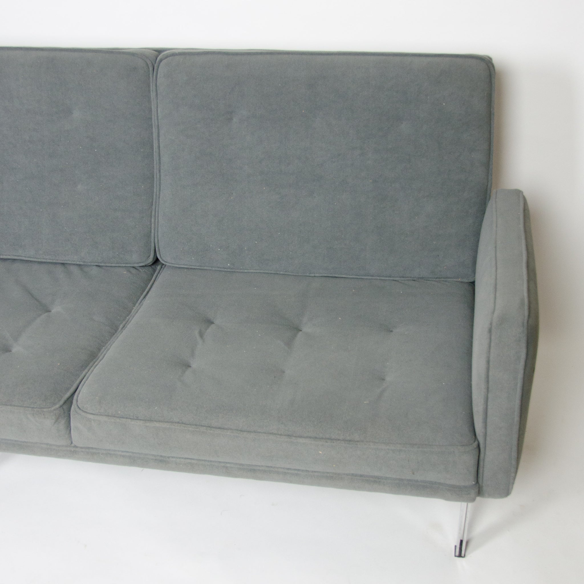 SOLD Florence Knoll Parallel Bar Three Seat Sofa Model 57 With New Gray Upholstery