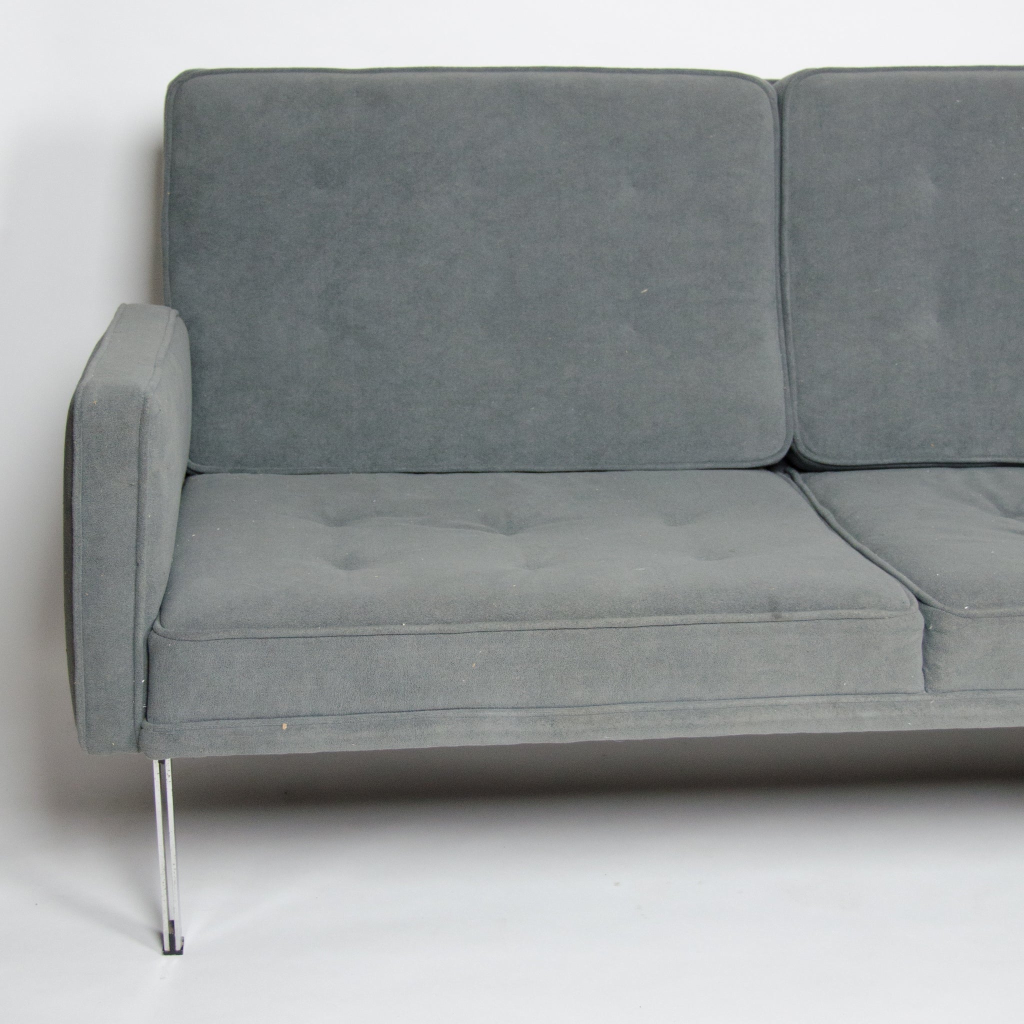 SOLD Florence Knoll Parallel Bar Three Seat Sofa Model 57 With New Gray Upholstery