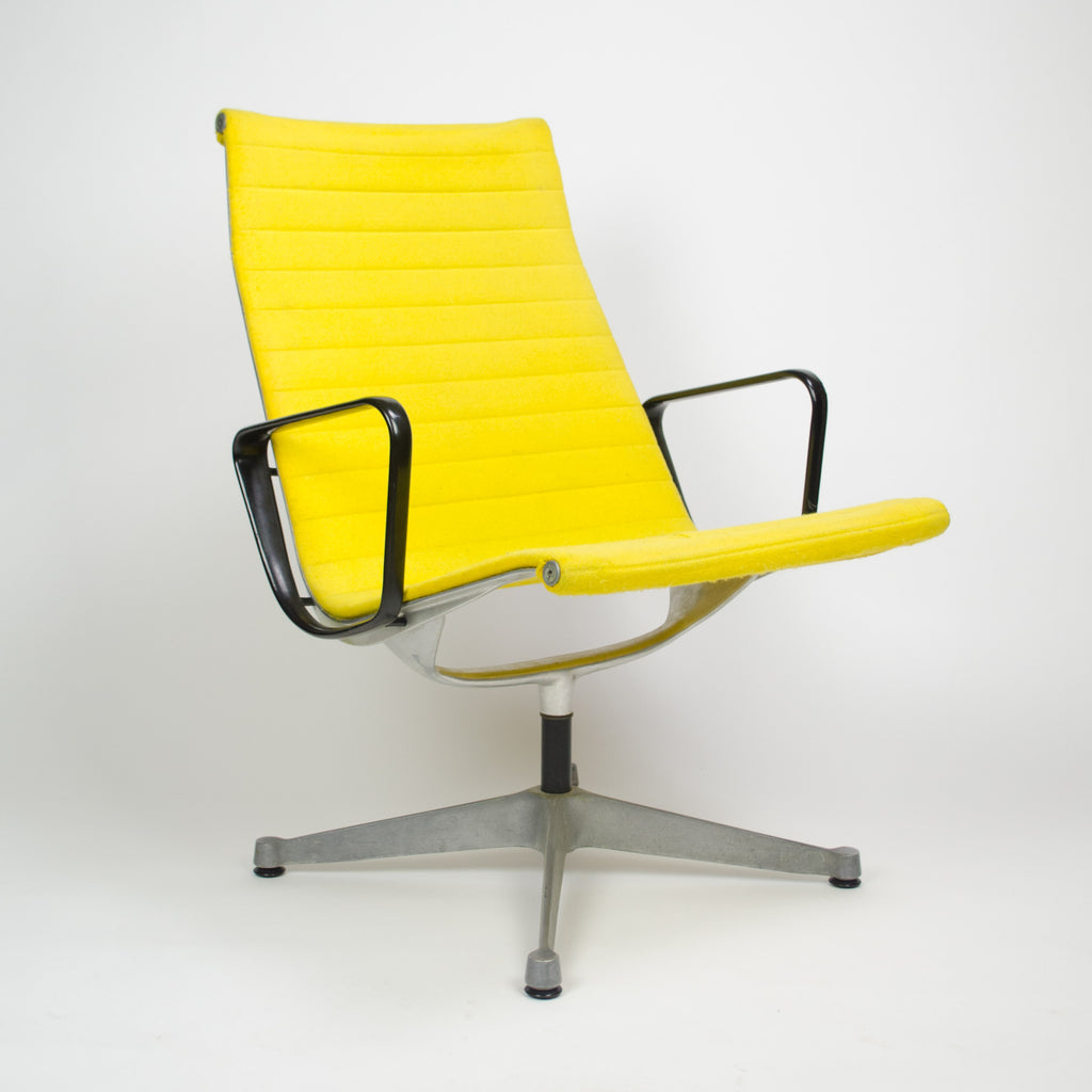 SOLD 1960's Yellow Eames Herman Miller Aluminum Group Lounge Chair, Fabric
