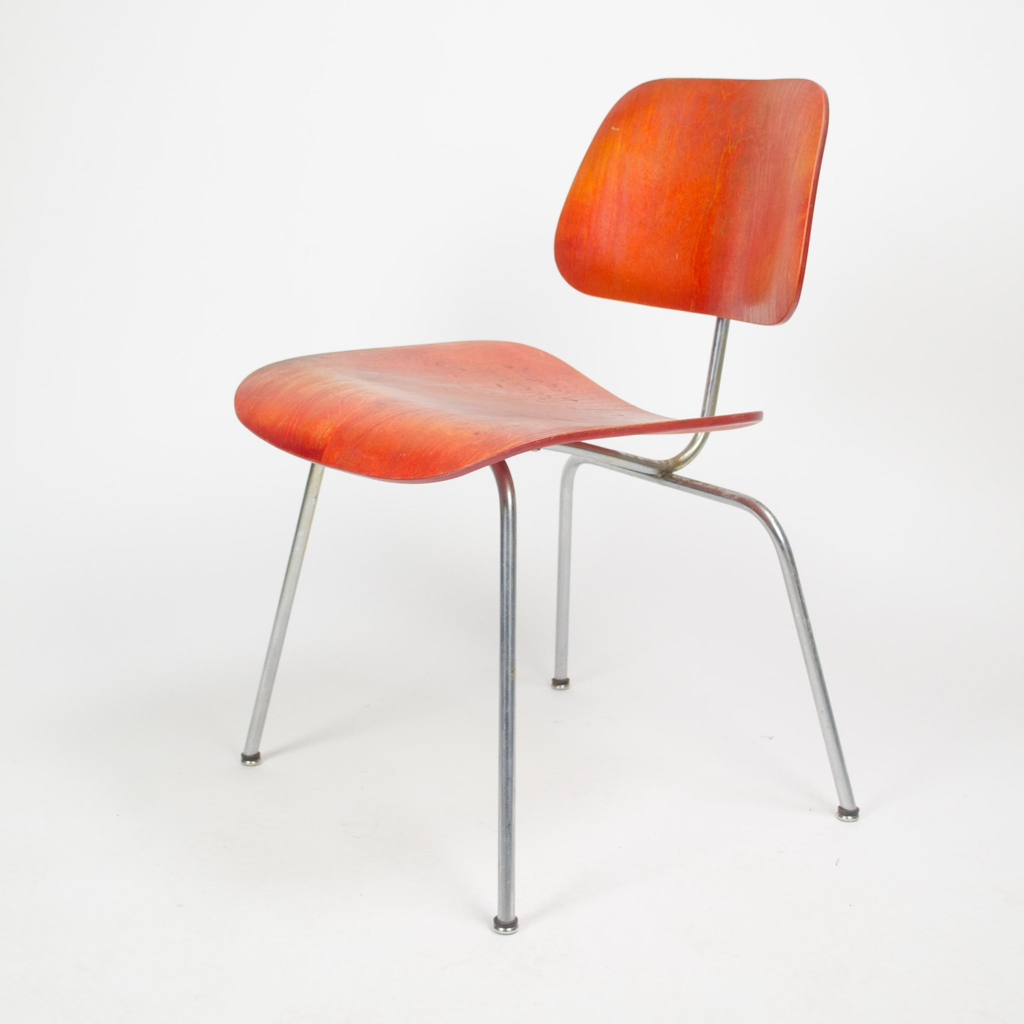 SOLD Eames Herman Miller 1951 DCM Dining Chairs Red Aniline Dye 2x Available