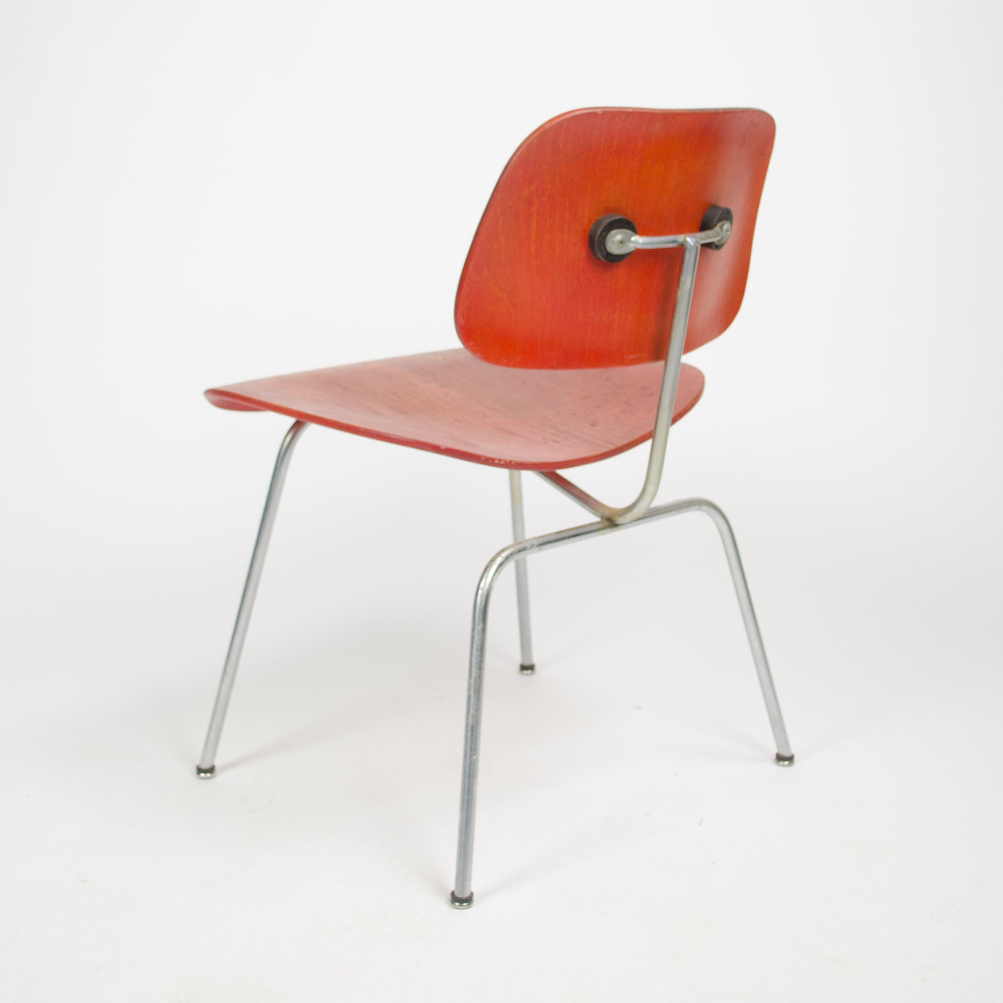 SOLD Eames Herman Miller 1951 DCM Dining Chairs Red Aniline Dye 2x Available