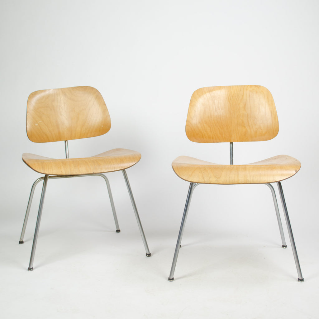 SOLD Pair of Eames for Herman Miller 1951 DCM Dining Chairs Maple Natural (Price for pair)