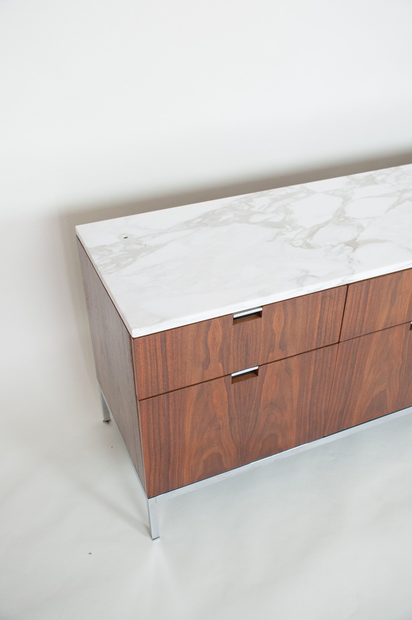 SOLD Florence Knoll Vintage Wood and Marble Credenza Cabinet Sideboard Stunning!