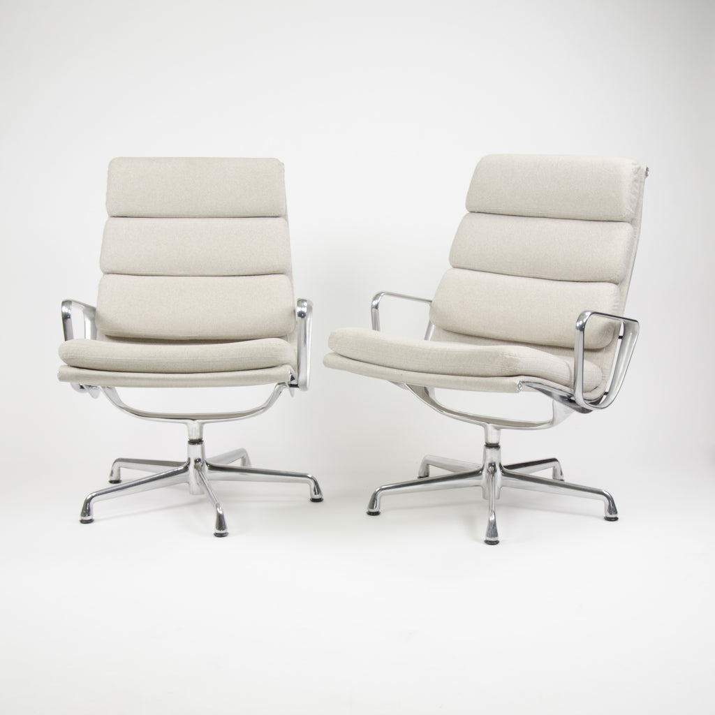 SOLD Herman Miller Eames Soft Pad Aluminum Group Lounge Chairs Fabric 2x MINT 2006