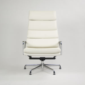 SOLD Eames Herman Miller Soft Pad Aluminum Group Lounge Chairs White Leather 2x 2008