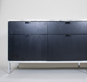 SOLD Florence Knoll Wood and Marble Credenza Cabinet Sideboard, Like New!
