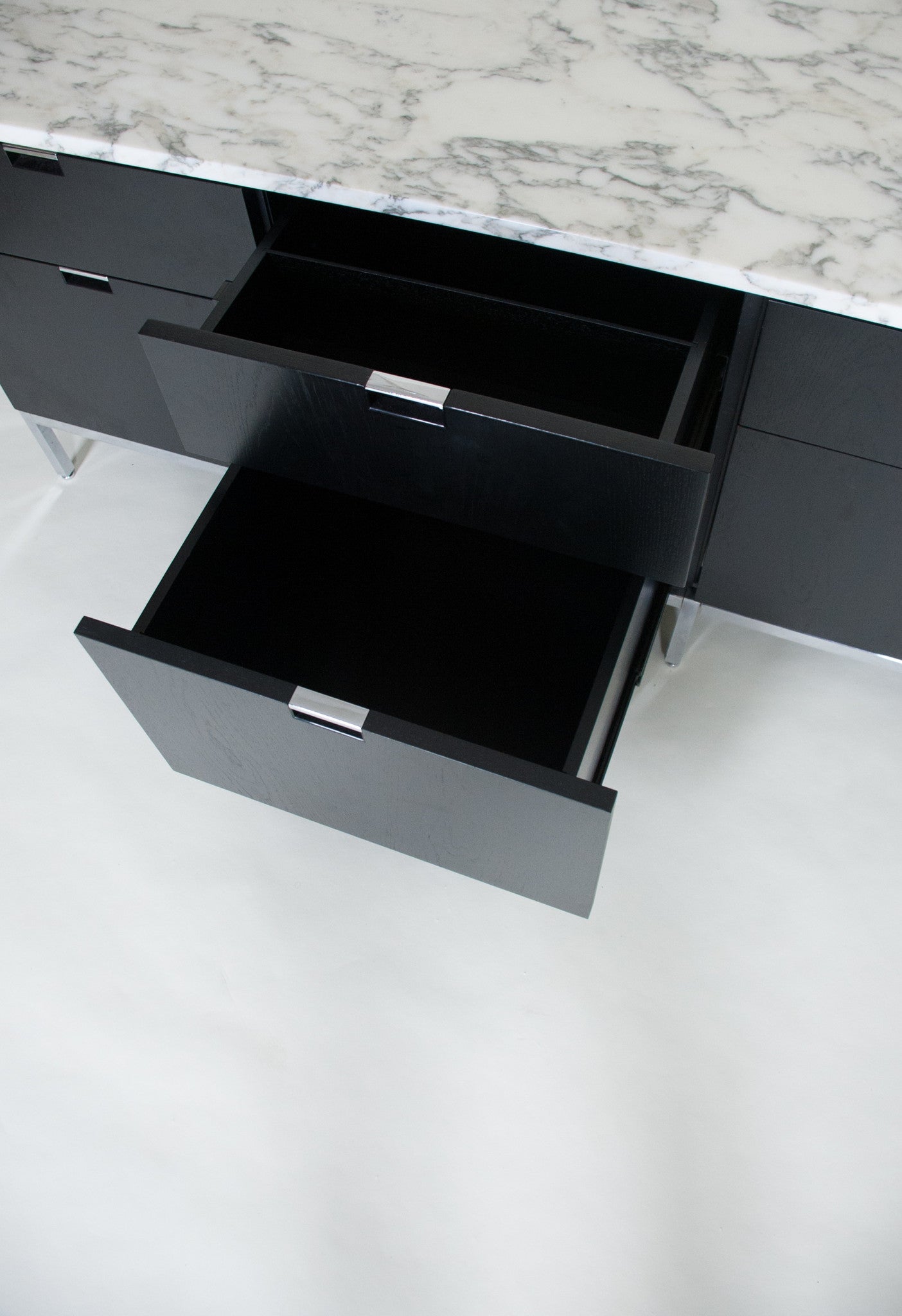 SOLD Florence Knoll Wood and Marble Credenza Cabinet Sideboard, Like New!