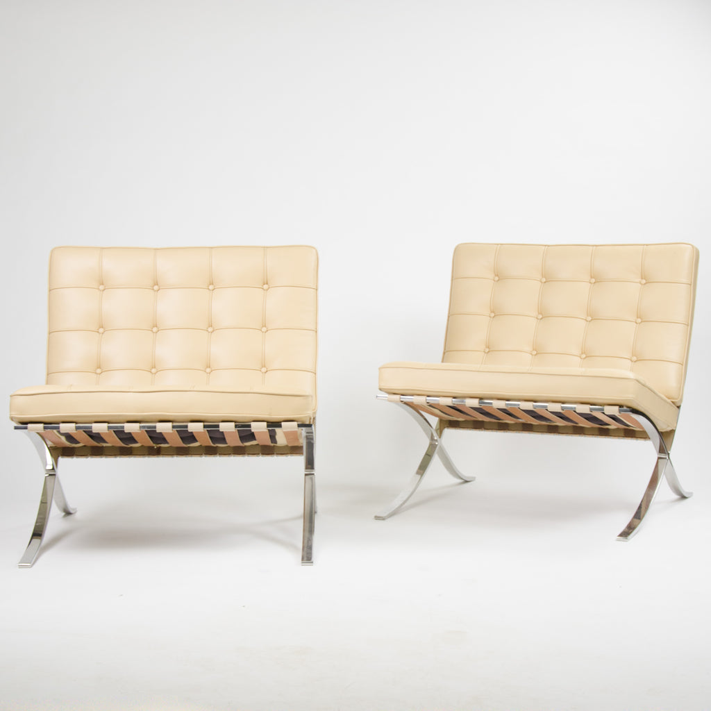 SOLD Knoll Mies Van Der Rohe Barcelona Chairs Tan Leather 2x Avail 2002 MINT