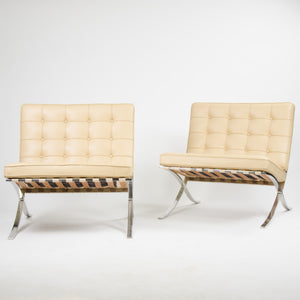 SOLD Knoll Mies Van Der Rohe Barcelona Chairs Tan Leather 2x Avail 2002 MINT